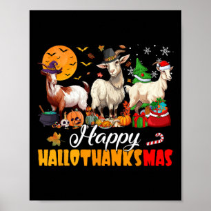 Affiche Joyeux Hallothanksmas Chèvre Halloween Thanksgivin
