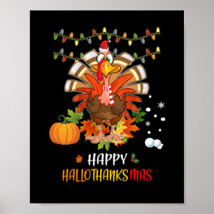 Affiche Joyeux Hallothanksmas de Thanksgiving Citrouille