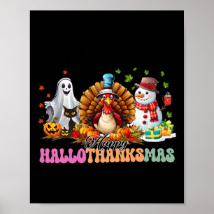 Affiche Joyeux Hallothanksmas Drôle Halloween Thanksgiving
