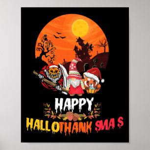 Affiche Joyeux Hallothanksmas Drôle Halloween Thanksgiving