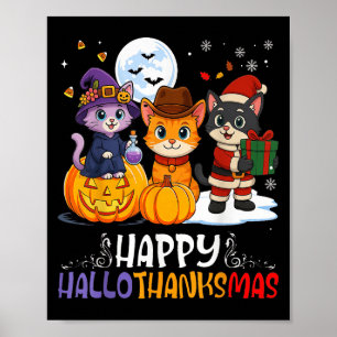 Affiche Joyeux Hallothanksmas Funny Halloween Thanksgiving