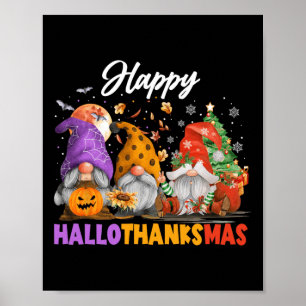 Affiche Joyeux Hallothanksmas Gnome Halloween Thanksgiving