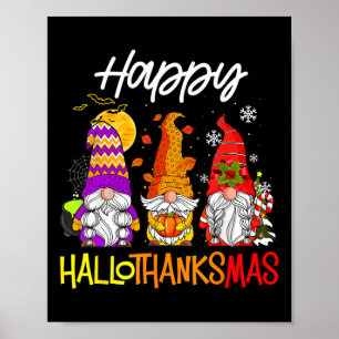 Affiche Joyeux Hallothanksmas Gnomes Halloween Thanksgivin