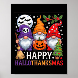 Affiche Joyeux Hallothanksmas Gnomes Halloween Thanksgivin