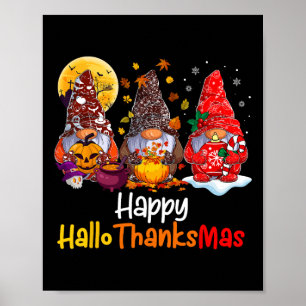 Affiche Joyeux Hallothanksmas Gnomes Halloween Thanksgivin
