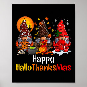 Affiche Joyeux Hallothanksmas Gnomes Halloween Thanksgivin