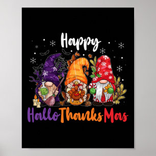 Affiche Joyeux Hallothanksmas Gnomes Lover Halloween Joyeu