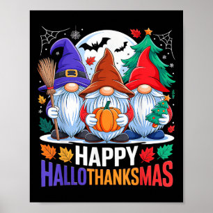 Affiche Joyeux Hallothanksmas Gnomes Lover Halloween Joyeu