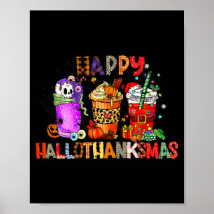 Affiche Joyeux Hallothanksmas Halloween Café Latte Merci
