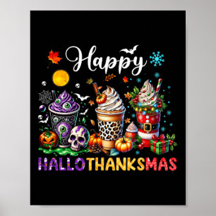 Affiche Joyeux Hallothanksmas Halloween Café Latte Merci