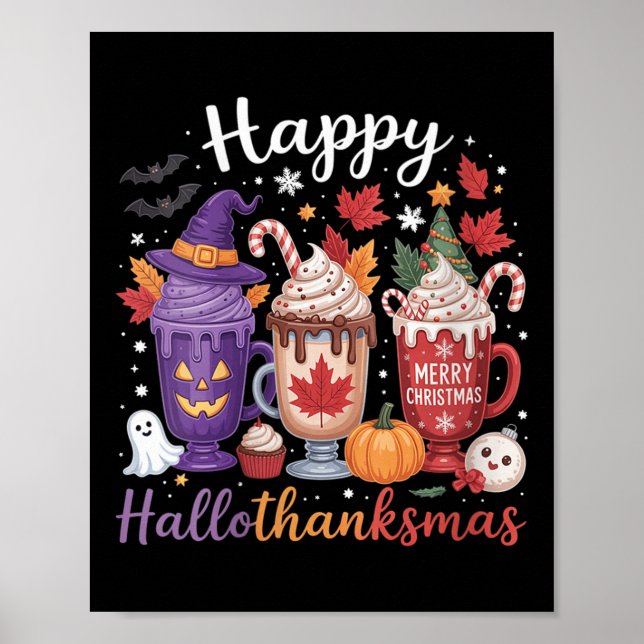 Affiche Joyeux Hallothanksmas Halloween Lover café femmes (Devant)