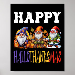 Affiche Joyeux Hallothanksmas Halloween Thanksgiving Noël