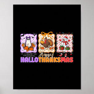 Affiche Joyeux Hallothanksmas Halloween Thanksgiving Noël
