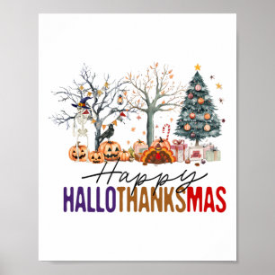 Affiche Joyeux Hallothanksmas Joyeux Halloween Action de g
