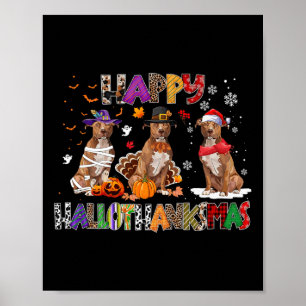 Affiche Joyeux Hallothanksmas Pitbull Amoureux des chiens