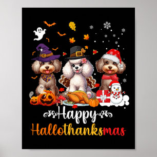 Affiche Joyeux Hallothanksmas Poodle Dog Halloween Christm