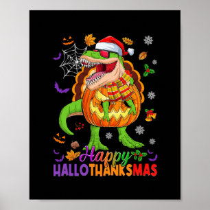 Affiche Joyeux Hallothanksmas T Rex Halloween Thanksgiving