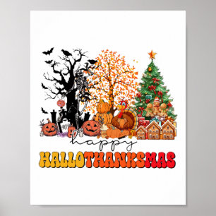 Affiche Joyeux Hallothanksmas Turquie Thanksgiving Hallowe