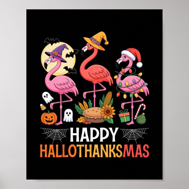 Affiche Joyeux Hallothanksmas Xmas Halloween Thanksgiving  (Devant)