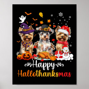 Affiche Joyeux Hallothanksmas Yorkshire Chien Halloween Ch
