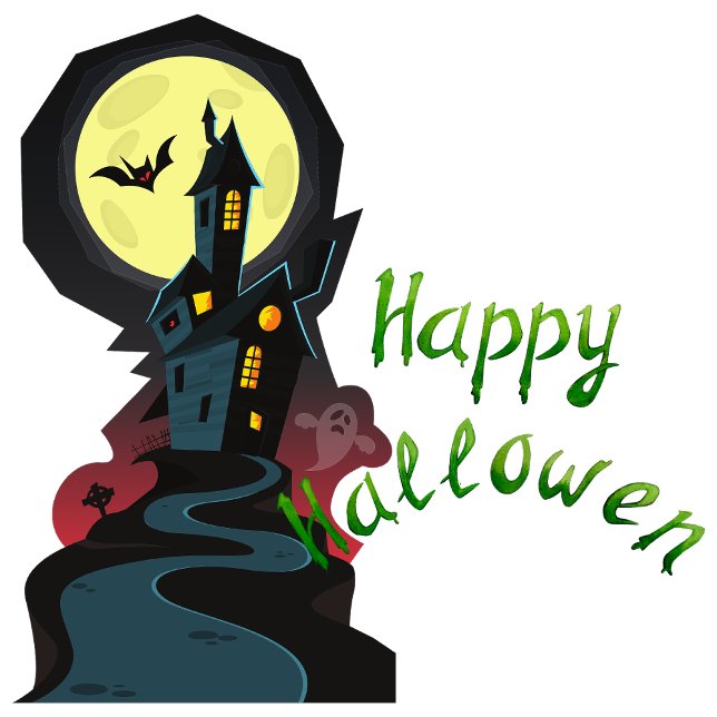 Affiche Joyeux Halloween (Whispers from beyond echo in the haunted mansion.)