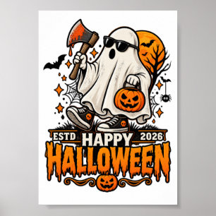 Affiche Joyeux Halloween 2026 Fantôme avec Lunettes de Sol