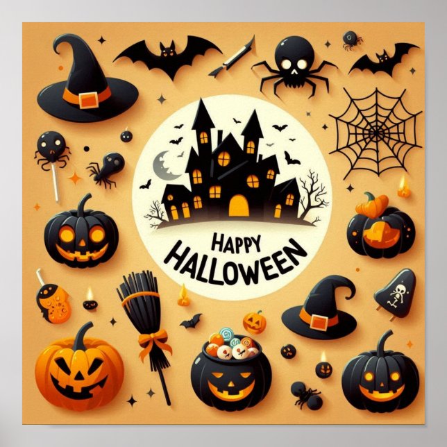 Affiche Joyeux Halloween Amusant Mélange Épouvantable & Ma (Devant)