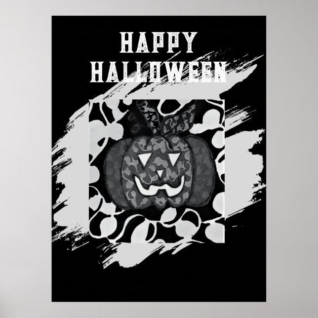 Affiche Joyeux Halloween avec motif de citrouille (Devant)