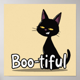 Affiche Joyeux Halloween Chat noir Boo-tiful