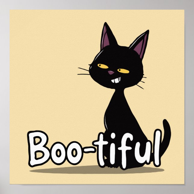 Affiche Joyeux Halloween Chat noir Boo-tiful (Devant)