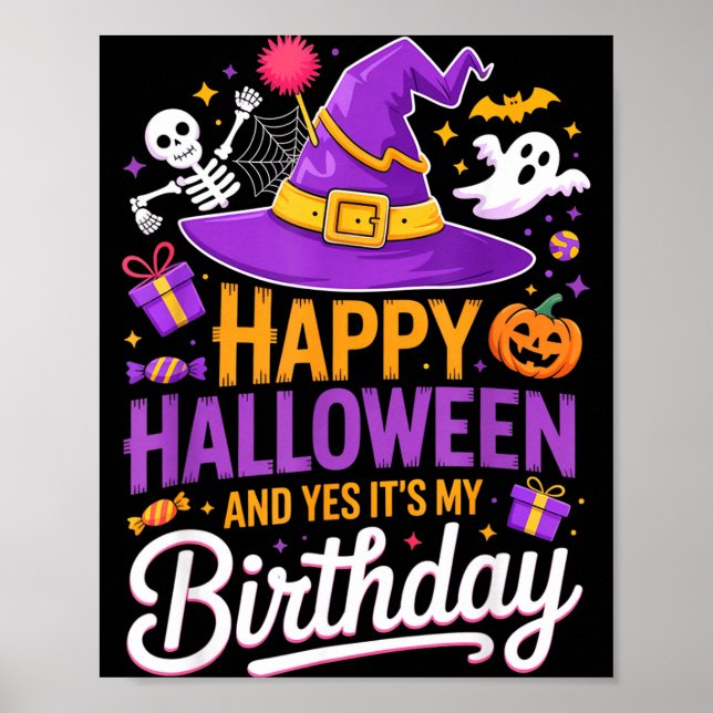 Affiche Joyeux Halloween Et Oui C'est Mon Anniversaire Cha (Devant)