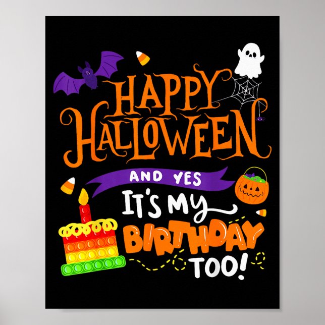 Affiche Joyeux Halloween et oui c'est mon anniversaire Hal (Devant)
