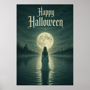 Affiche Joyeux Halloween Ethéréal Lune Gothique Silhouette