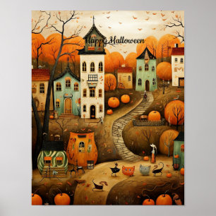 Affiche Joyeux Halloween illustration colorée