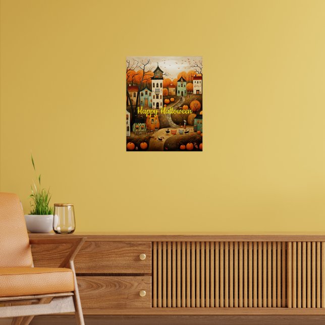Affiche Joyeux Halloween illustration colorée (Salon 2)