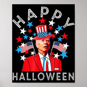 Affiche Joyeux Halloween Joe Biden 4 juillet Memorial Ind