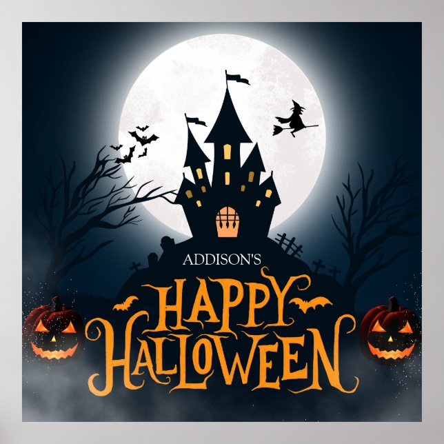 Affiche Joyeux Halloween noir et orange (Devant)