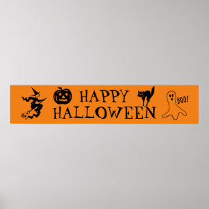 Affiche Joyeux Halloween noir et orange épouvantable