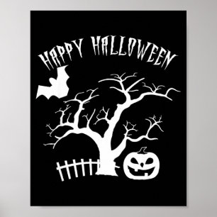 Affiche Joyeux Halloween nuit effrayante arbre visage de c