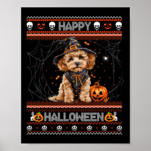 Affiche Joyeux Halloween Poodle laid Howl-o-ween Citrouill