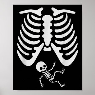 Affiche Joyeux Halloween Pregnant Baby Skeleton Mer Éffray