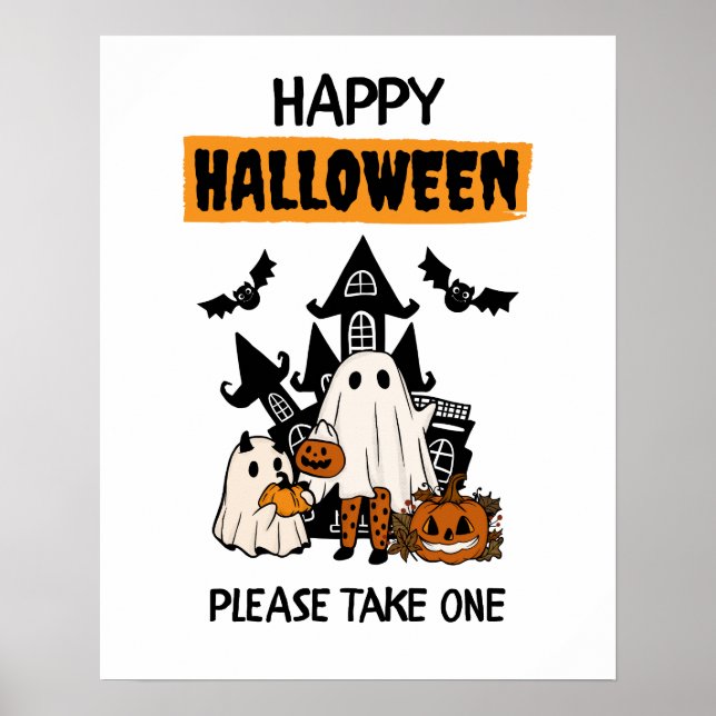 Affiche Joyeux Halloween "S'il vous plaît prenez un" Candy (Devant)