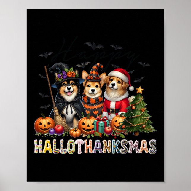 Affiche Joyeux Halloween Thanksgiving Noël Amoureux de les (Devant)