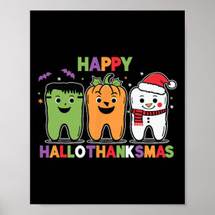 Affiche Joyeux Halloween Thanksgiving Noël Joyeux Hallo