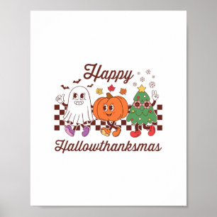 Affiche Joyeux Hallowmerciemas Mascotte Rétro