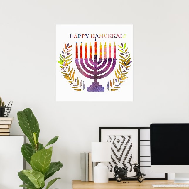 Affiche Joyeux Hanukkah  (Bureau à domicile)