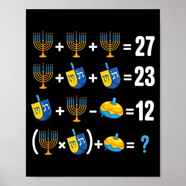 Affiche Joyeux Hanukkah 67 Meme Prof de Maths Menorah Drei (Devant)