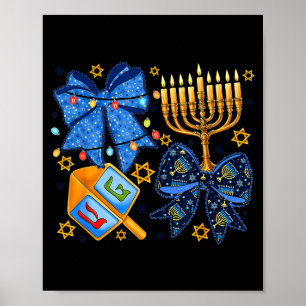 Affiche Joyeux Hanukkah Arc Menorah Dreidel Femmes Juives