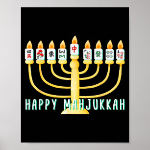 Affiche Joyeux Hanukkah Mahjong Menorah Mahjukkah Chanukka