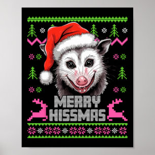 Affiche Joyeux Hissmas Opossum Possum Lover Noël laid